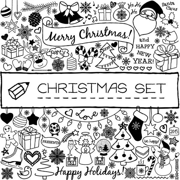 Doodle Christmas season icons — Stock Vector