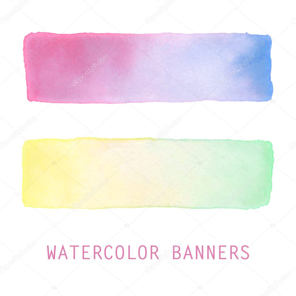 Watercolor gradient banners set.