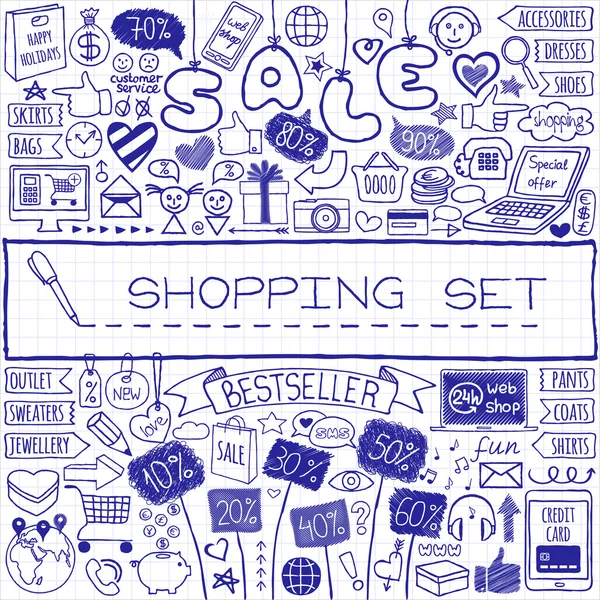 Shopping doodle set. — Stock Vector