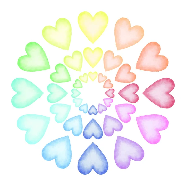 Hand painted watercolor hearts. — Stock Photo, Image