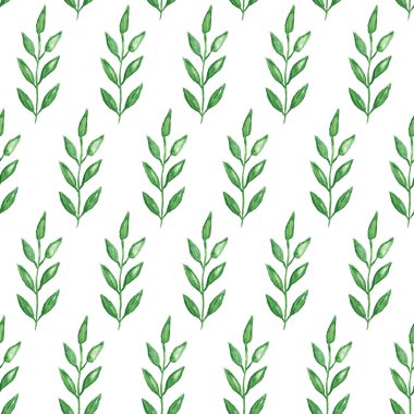 Yeşil bitki deseni Dikişsiz el boyalı.
