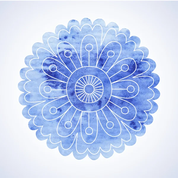 Fleur de Doodle et aquarelle. — Image vectorielle