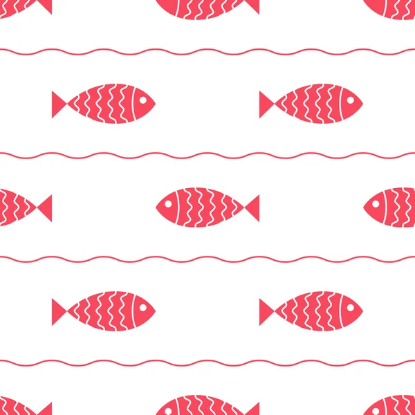 Seamless nautical pattern with fish. — Stock Vector