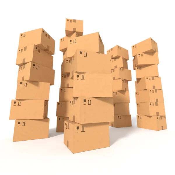 Hromádky kartonových krabic — Stock fotografie