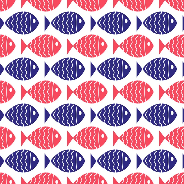 Seamless nautical pattern with fish. — Stock Vector