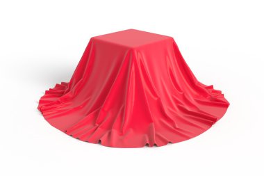 Kırmızı kumaşla kaplı kutu.