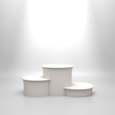 Empty round white podium.