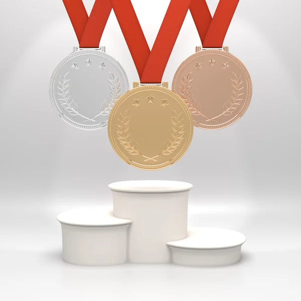 Medals and podium — Stock Photo, Image