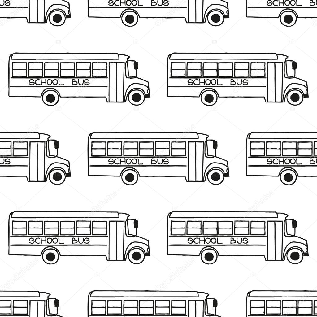 School bus seamless pattern