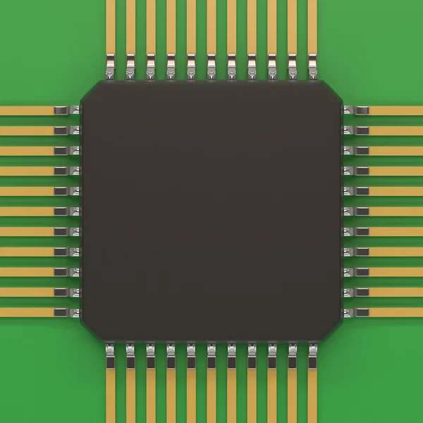 Mikrochip enhet på grön skylt. — Stockfoto