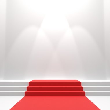 Red carpet on stairs.