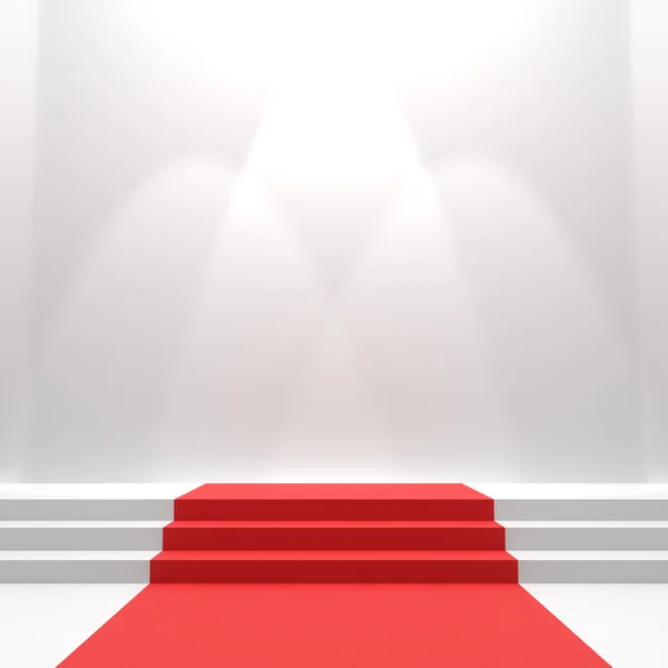 Red carpet op trappen. — Stockfoto