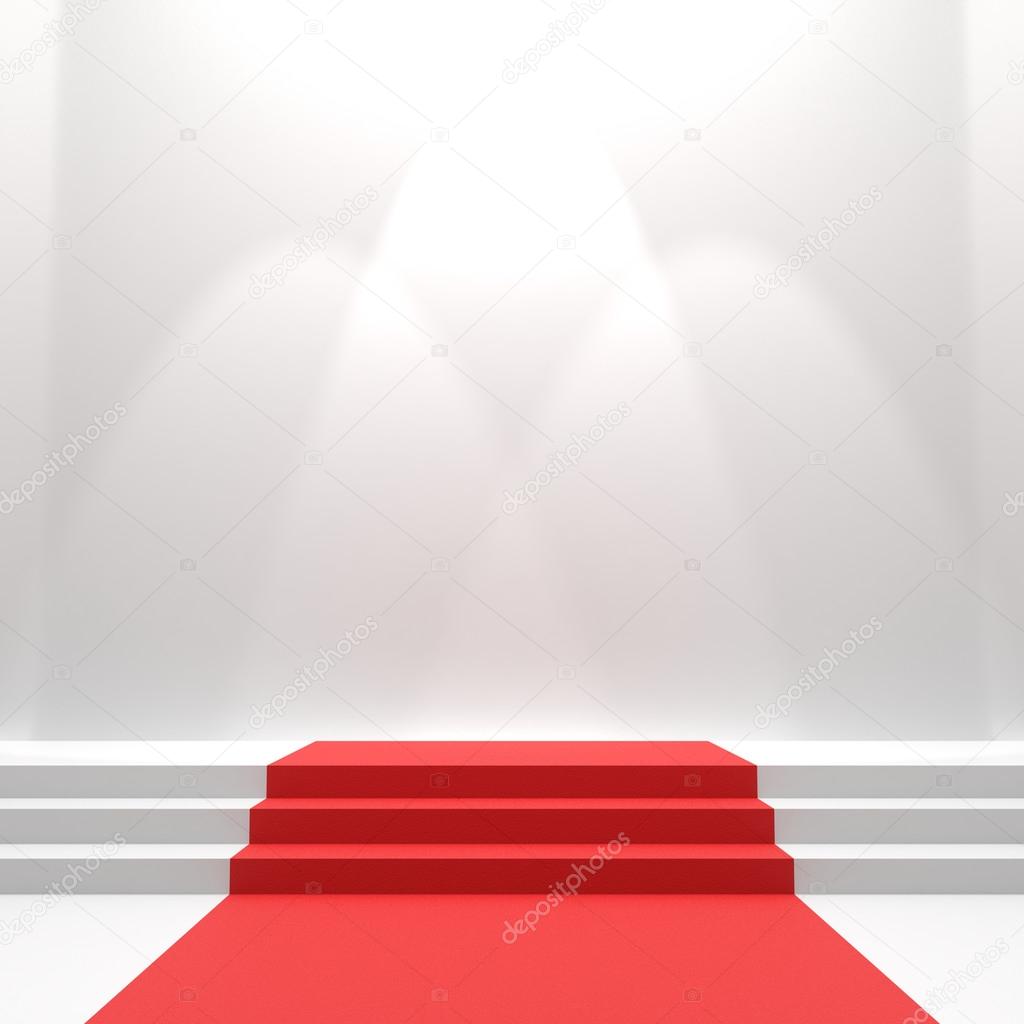 Red carpet on stairs.