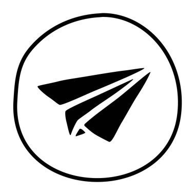 Doodle Kağıt Uçak resmi düz bir şekilde çizilmiş. Vektör illüstrasyonu beyaz arkaplanda izole edildi