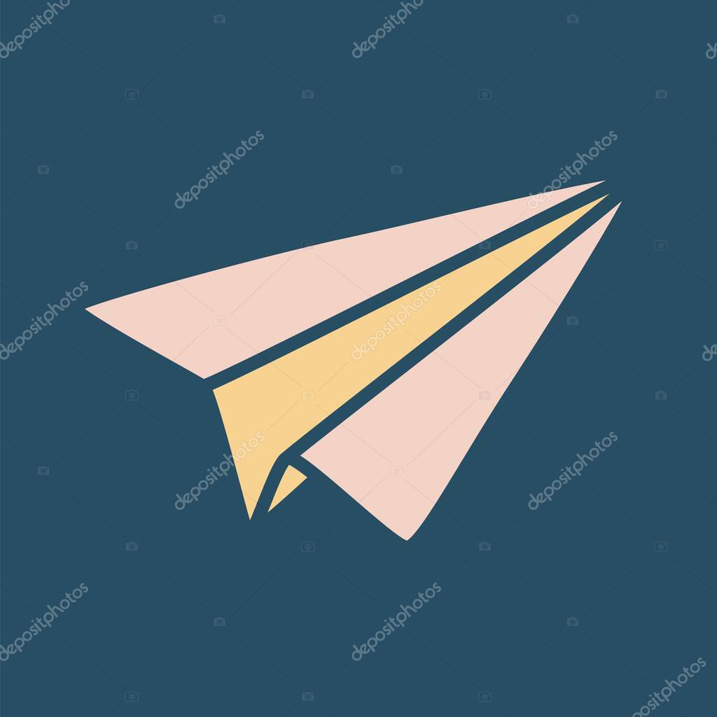 Doodle Paper Airplane icon hand drawn with thin line and colorful blob. Vector illustration