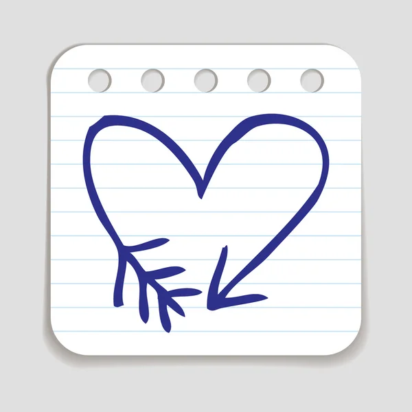 Doodle freccia icona del cuore . — Vettoriale Stock
