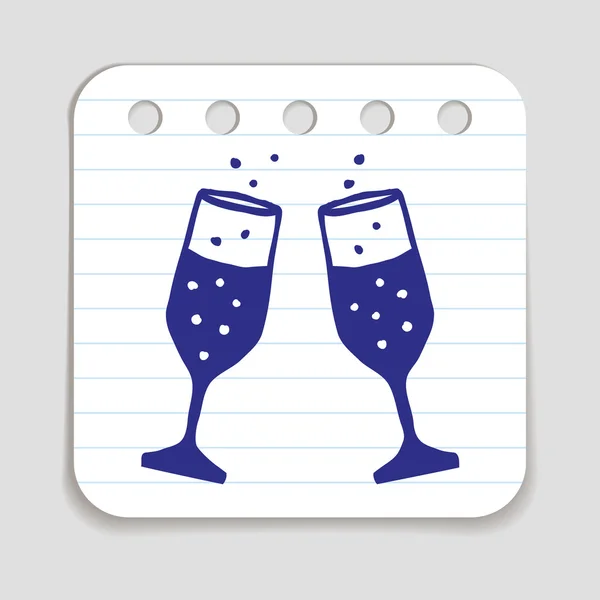 Doodle Champagne Glasses icon — ストックベクタ