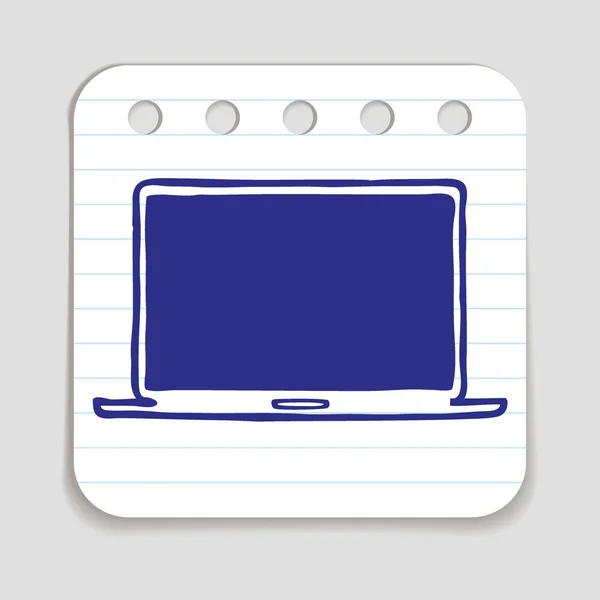 Doodle Laptop Icon — Stock Vector