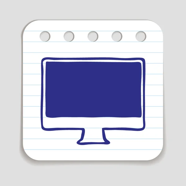 Icona del monitor del computer Doodle — Vettoriale Stock