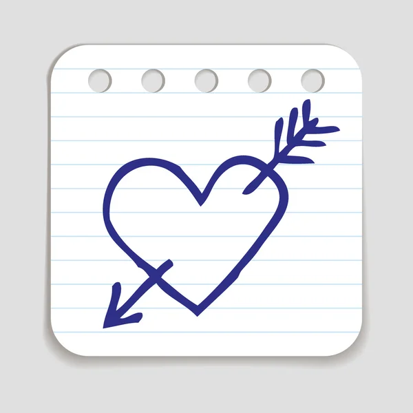 Icona cuore e freccia Doodle — Vettoriale Stock