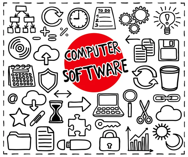 Computersoftware instellen. — Stockvector