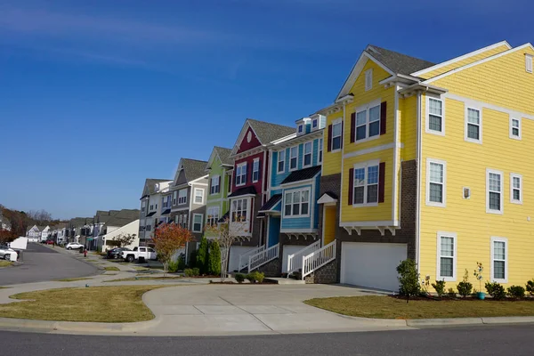 Rue Quartier Bordée Maisons Ville Multicolores — Photo