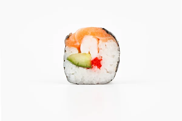 Fresh japanese sushi rolls on a white background — Stock Photo, Image