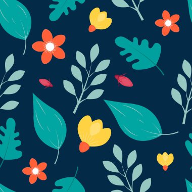 Koyu arkaplanı olan çiçek desenli