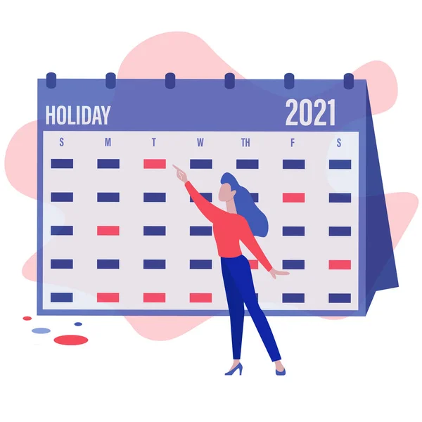 2021 Semester Kalender Koncept Vektor — Stock vektor