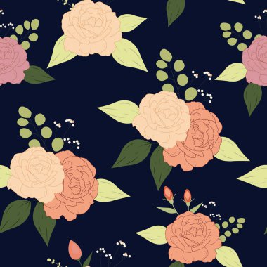 Klasik gül çiçekleri pürüzsüz desen