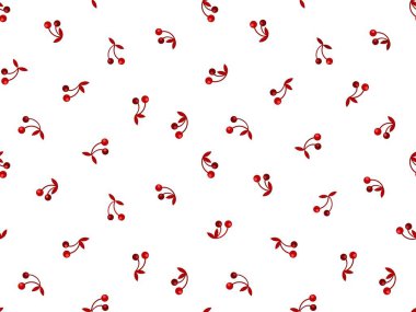 İskandinav kirazları gri renkte botanik kırmızısı renginde. Modern zarif estetik İskandinav tarzı mikro ölçekli motif neşeli sadelik, sıcak mücevher tonları, taze havadar bir dokunuş. Parmak izi, kırtasiye, ambalaj, hediye paketi, web için.