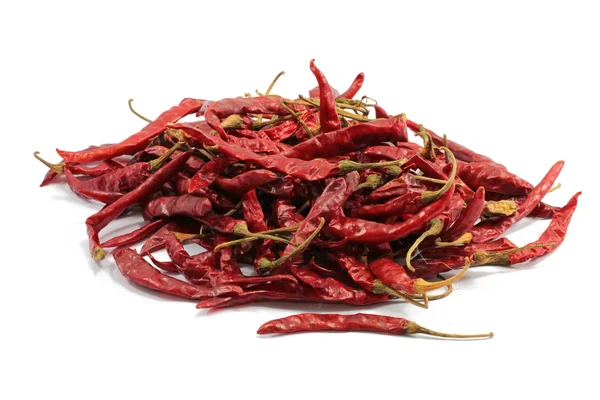 Dried red peppers on white background — Stock Photo, Image