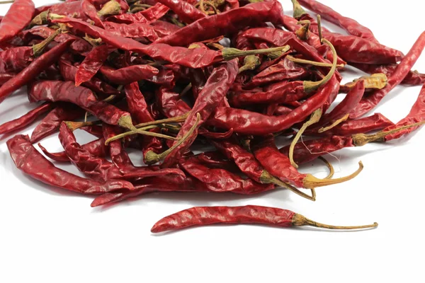 Dried red peppers on white background — Stock Photo, Image