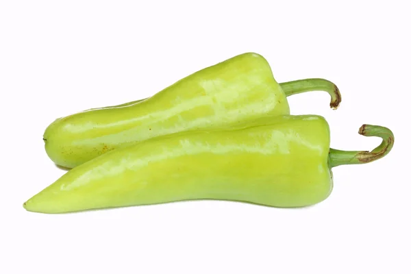 Green sweet peppers and seed on a white background — Stock Photo, Image