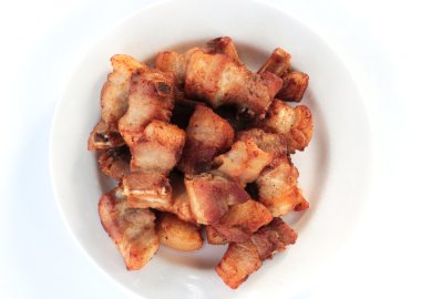 Fried pork on dish