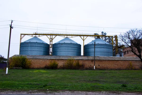 Large Modern Plant Storage Processing Grain Crops View Granary Large — Stock Photo, Image