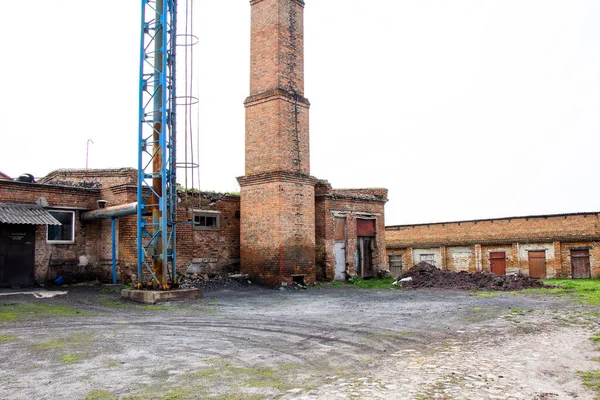 Tuyau Brique Chaufferie Été Construit Urss Dans Région Kirovograd — Photo