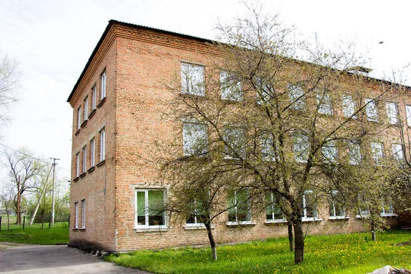 Utbildningsanstalt Högstadieskola Två Och Tre Överbyggnader Byggda Sovjetunionen Kirovograd Regionen — Stockfoto