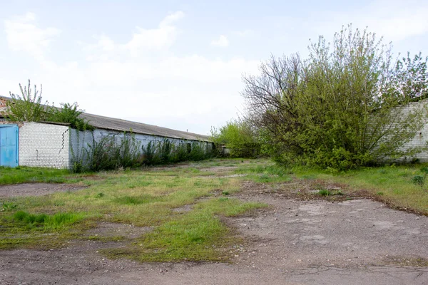 Anciennes Maisons Briques Abandonnées Complexe Bétail Construit Par Urss Ukraine — Photo