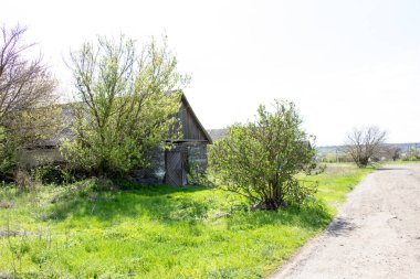 Ukrayna kırsalında yeni binalar ve eski binalar tahıl ambarları