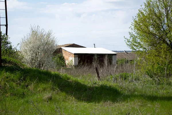 Oude Bakstenen Huizen Verlaten Veestapel Gebouwd Door Ussr Oekraïne — Stockfoto