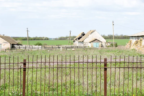 Casas Tijolo Velhas Funcionário Complexo Gado Construído Urss Ucrânia — Fotografia de Stock