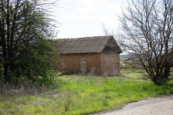 Viejas Casas Ladrillo Abandonadas Complejo Ganadero Construido Por Urss Ucrania —  Fotos de Stock