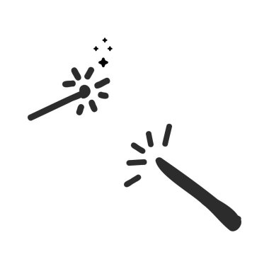 Cadı sopasıyla ilgili simge dizisi, cadılar bayramı teması, vektör illüstrasyonu.