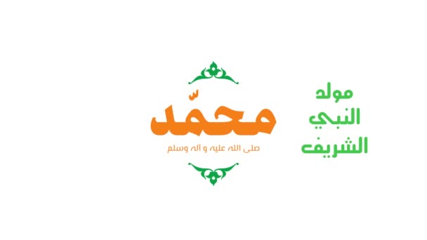 Arabic Calligraphy Birth Prophet Mohammad Peace Him Motion Graphic Animation — Stock Video