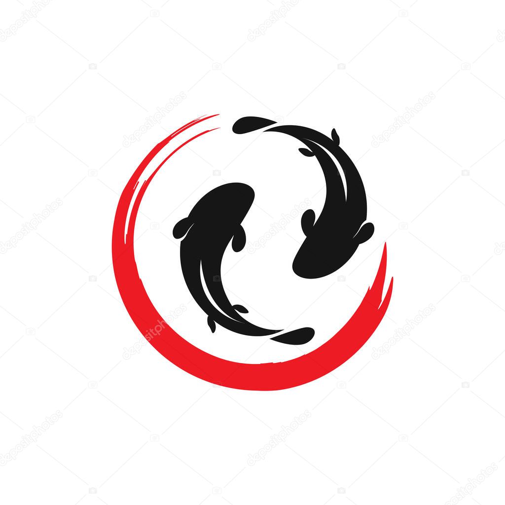 Japanese Koi Logo Template. Koi Fishes Logo. Luck, prosperity and good fortune. Animal, asian. This logo perfectly used for any fishing or aquarium related businesses.