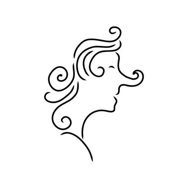İnsan yüzünün soyut çizimi. Modern çizgi sanatçısı ve kadın portresi, minimalist hatlar. Tişört için vektör soyut minimal yüz çizgisi, slogan tasarım grafikleri tarzı. Poster, duvar sanatı, çanta, tişört gibi ev dekorasyonları için harika. 
