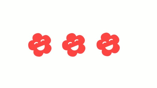 Анимированные Красные Три Звезды Танцуют Белом Фоне Модификация Графического Дизайна — стоковое видео