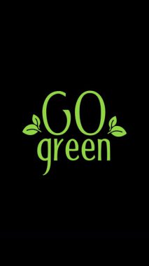 Parlak yeşil hareket grafiği, stilize yapraklarla çevrelenmiş, çevresel koruma ve sürdürülebilirliği sembolize eden ilham verici 