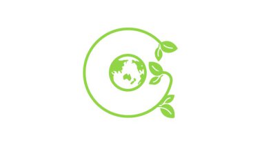  Parlak yeşil hareket grafiği, stilize yapraklarla çevrelenmiş, çevresel koruma ve sürdürülebilirliği sembolize eden ilham verici 